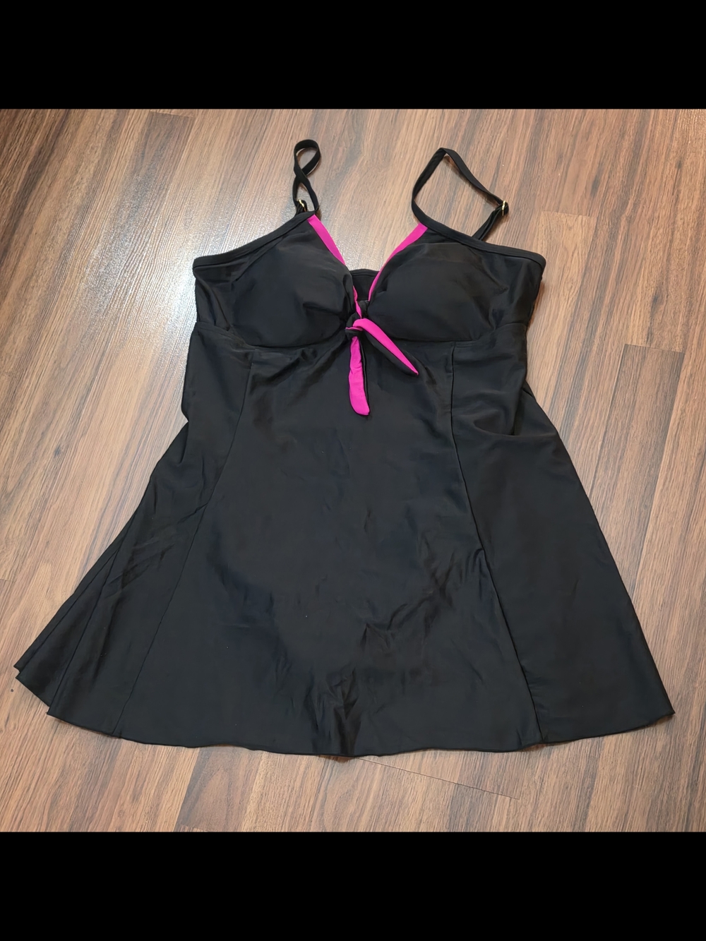 Swimsuits For All Black Swimdress with Pink Accents